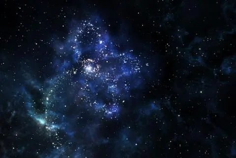 Flower-shaped starfield with copyspace Stock Illustration
