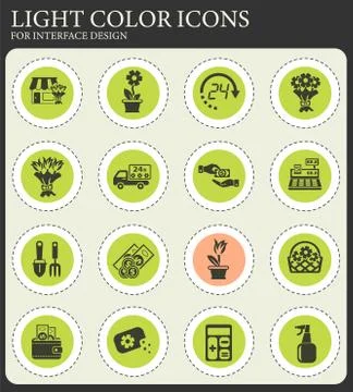 Flower shop icon set Stock Illustration