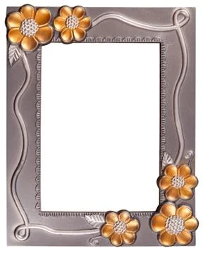 Flower silver and gold frame Stock Photos