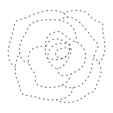 Flower simple dash line, dashed line rose floral icon, flower outline shape.. 스톡 일러스트
