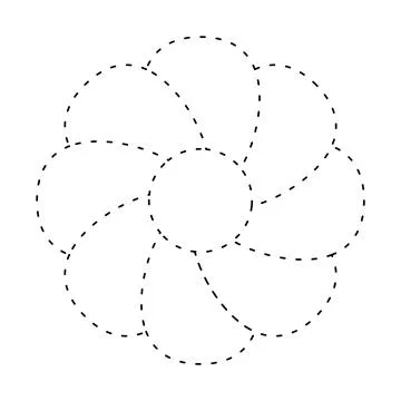 Flower simple dash line, dashed line floral icon, flower outline shape, flo.. Ilustración de archivo