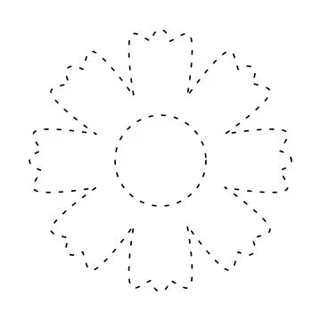 Flower simple dash line, dashed line floral icon, flower outline shape, flo.. Illustrazione stock