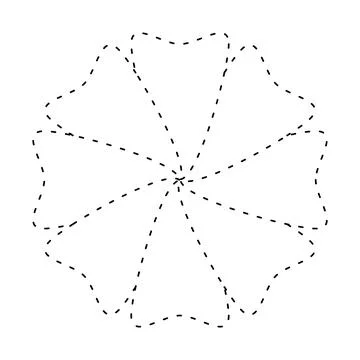 Flower simple dash line, dashed line floral icon, flower outline shape, flo.. Illustrazione stock