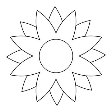 Flower simple line, dashed line floral icon, flower outline shape, flora do.. Stock-Illustration