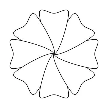 Flower simple line, dashed line floral icon, flower outline shape, flora do.. Ilustración de archivo