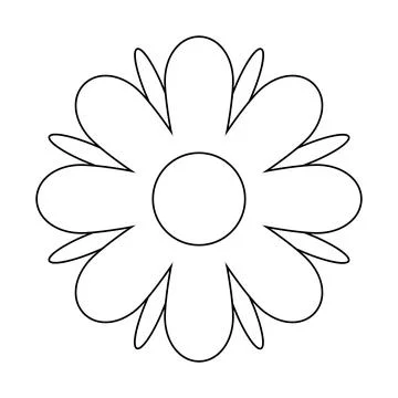 Flower simple line, dashed line floral icon, flower outline shape, flora do.. Stock-Illustration