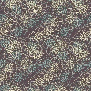 Flower sketchess seamless vector pattern Stock Illustration