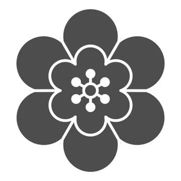 Flower solid icon, chinese mid autumn festival concept, beautiful plant sign on Stock Illustration