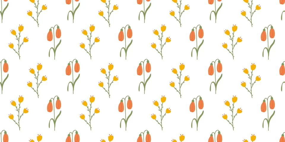 Flower spring seamless Pattern on white background. Floral repeating design f Stock Illustration