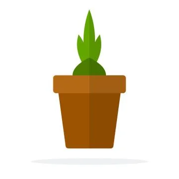 Flower sprout in a ceramic pot flat isolated Stock Illustration