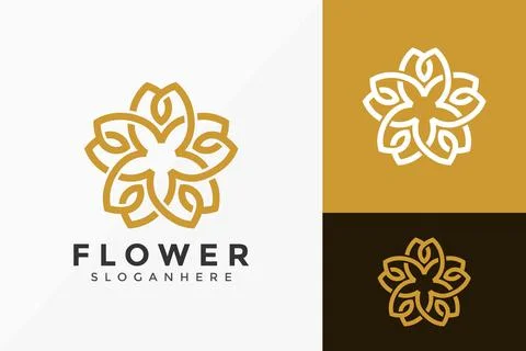 Flower Star Leaf Logo Design, Minimalist Logos Designs Vector Illustration Te Illustrazione stock