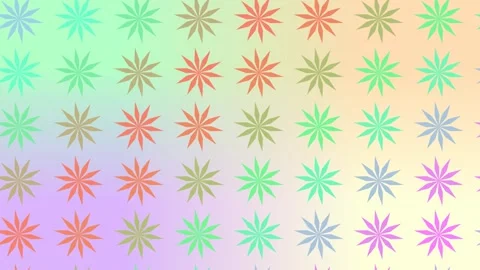 Flower like star shapes against a soft, blended pastel gradient background Stock Footage 339581903