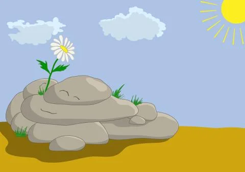 Flower on stones Stock Illustration