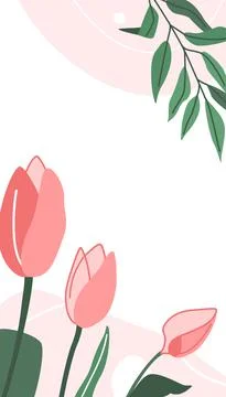 Flower story template vector background. Spring floral pattern with line Illustrazione stock