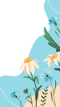 Flower story template vector background. Spring floral pattern with line Illustrazione stock