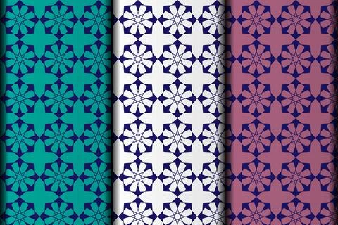 Flower style geometric seamless pattern design template. Ilustración de archivo