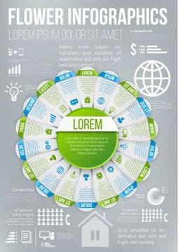 Flower style infographic chart options menu イラスト素材
