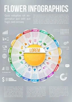 Flower style infographic chart options menu イラスト素材