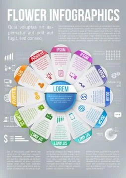 Flower style infographic chart options menu イラスト素材