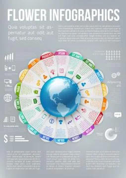 Flower style infographic chart options menu イラスト素材