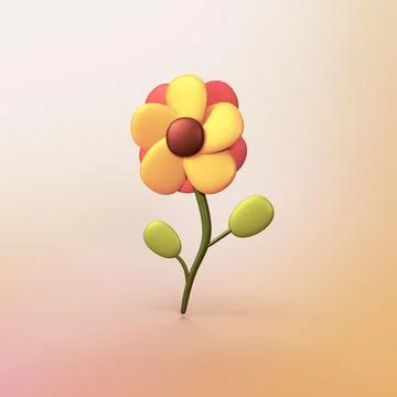 Flower - stylized 3d CGI icon object Stock Illustration