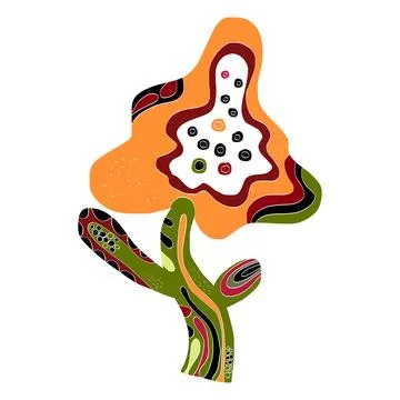 Flower Stylized folk art element naive style Vector isolated clipart element Stock Illustration