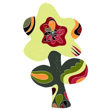 Flower Stylized folk art element naive style Vector isolated clipart element Stock Illustration