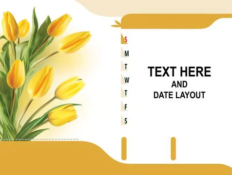 Flower Table Calendar Layout, Table Calendar Design. Stock Illustration