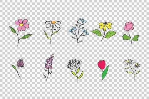Flower tattoo collection. Vector illustration of abstract Illustrazione stock