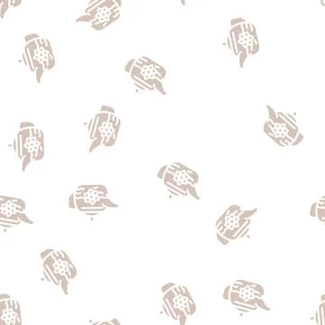 Flower tea glyph vector seamless pattern black Stock Illustration