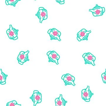 Flower tea vector seamless pattern color Stock Illustration