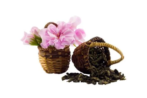 Flower tea on white Stock Photos