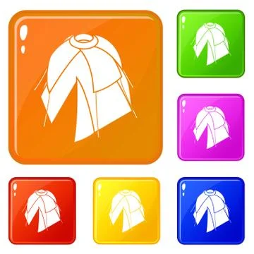 Flower tent icons set vector color 스톡 일러스트