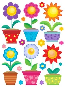 Flower theme collection - illustration. Illustrazione stock
