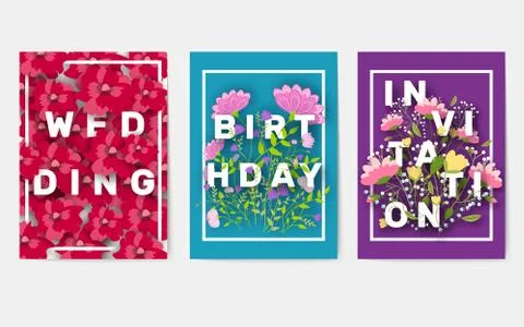 Flower theme for the design of gift flyers. The best cards for a wedding or Stock Illustration