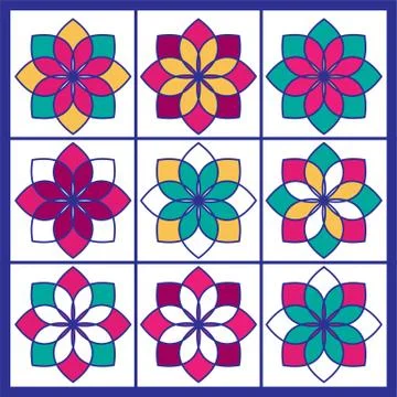 Flower Tile Floral Pattern Design Illustrazione stock