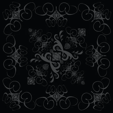 Flower tile gothic 2 black A black and grey design in a gothic style tile ... Stock Photos