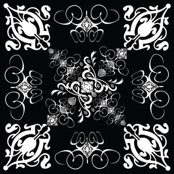 Flower tile gothic 3 A gothic style tile design in black and white Copyrig... Stock Photos