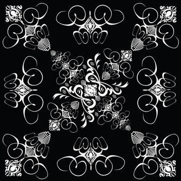 Flower tile gothic 4 A gothic repeat design in black and white Copyright: ... Stock Photos