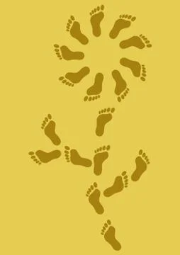 Flower from traces on sand Stock Illustration