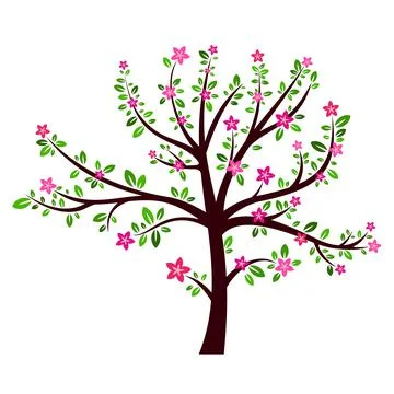 Flower tree icon flat vector. Cherry sakura Stock Illustration