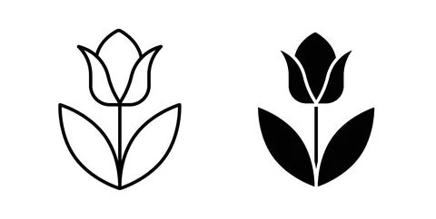 Flower tulip icon symbol. Vector illustration pack in black color. Stock Illustration