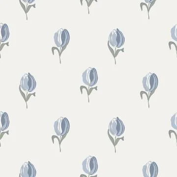 Flower tulips pattern cream blue background with garden flowers.  스톡 일러스트