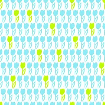 Flower Tulips Trendy Seamless Pattern Stock Illustration