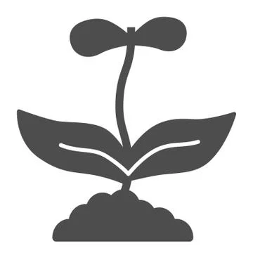 Flower with two petals solid icon, floral concept, spring flower blossom sign on 스톡 일러스트