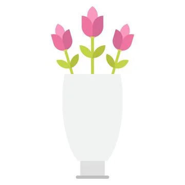 Flower vase flat clipart vector illustration Stock Illustration