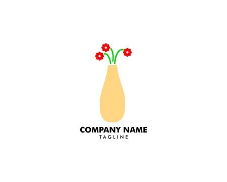 Flower vase logo illustration vector icon Stock Illustration