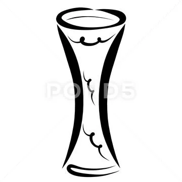 Flower vase or tall drink glass, black outline Stock Illustration