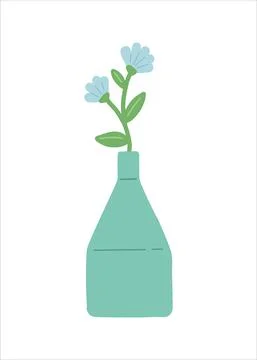 Flower in vase, simple flat design vector Stock Illustration
