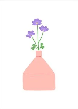 Flower in vase, simple flat design vector Stock Illustration
